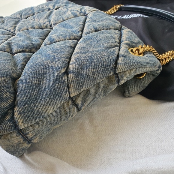 🆕 YSL Acid Denim Puffer Bag NEW 100% Authentic Yves Saint Laurent  Med NWT NEW - Picture 8 of 9